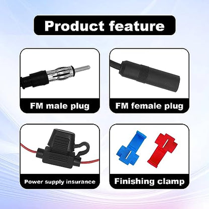 12V Car Booster 25 db - Amplify Signal & Reduce Noise AM FM Radio Universal Car FM AM Radio Amplifier for Car Stereo,Media,Head Unit Receiver