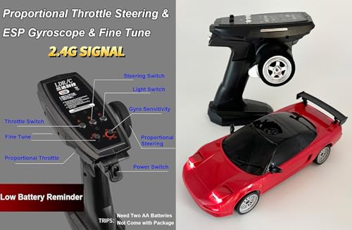 WPLDEWAN LDRC Drift Car RWD 1/18 Scale RC Drift Car with Gyro | Racing Remote Control Car for Adult Hobby Drifting Toy Full Proportional ESP Gyroscope Metal Drive Shaft LD1803