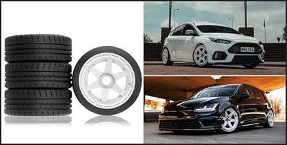 110mm OD 1/8 1/7 RC On Road Tires & Wheels 6-Spoke Rally Racing Wheels 17mm Hex for 1:8 1:7 Street Touring Drift Truck Car ARRMA Losi Kyosho VRX GT2 W10 Felony 6S BLX HPI WR8 4PCS (White) - color: White