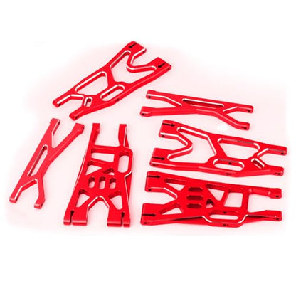 Aluminum Front Upper Lower Swing Arm Set & Rear Lower Suspension Arm for RC 1/5 X-Maxx (Red) - color: Red