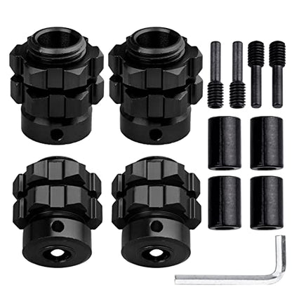 Aluminum 17mm Hex Wheel Hub Adapters for 1/10 Traxxas Summit Losi Baja Rey (Set of 4) (Black) - color: Black