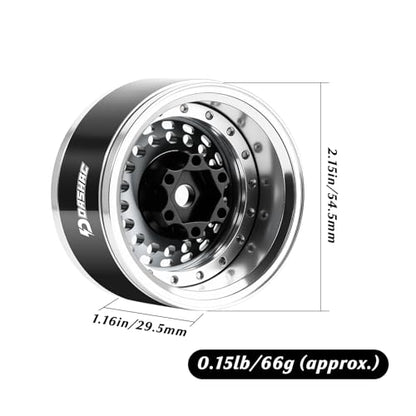 RC 1.9" Beadlock Wheels with Adjustable Offset for TRX4 SCX10 - color: Space Grey