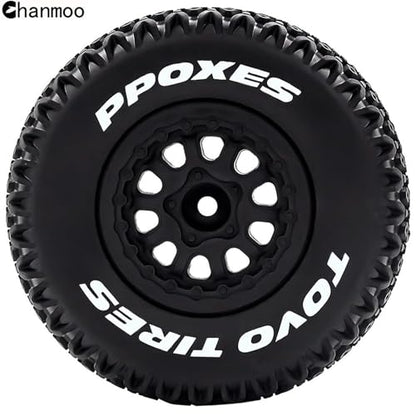 1/10 RC Short Course Truck Wheels and Tires with 12mm Hex 1:10 Scale Off Road Tyres for 1/10 RC Off-Road Car Traxxas TRX4 Slash Arrma Losi Tenacity Vkar 10sc Hpi RC Buggy Car 4PCS (A Tires) - color: A Tires