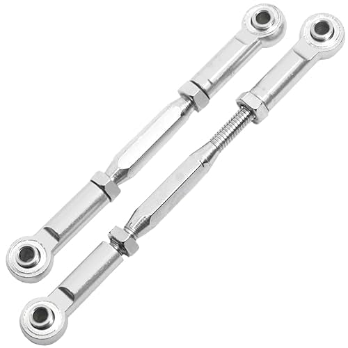 2PCS RC Front Rear Metal Steering Servo Link 70-90mm Adjustable Turnbuckles Camber Linkage Rod Ends Compatible with Traxxas Slash 4x4 5807 Stampede HQ727 1/10 RC Car Upgraded Parts,Sliver