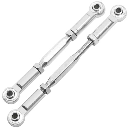 2PCS RC Front Rear Metal Steering Servo Link 70-90mm Adjustable Turnbuckles Camber Linkage Rod Ends Compatible with Traxxas Slash 4x4 5807 Stampede HQ727 1/10 RC Car Upgraded Parts,Sliver