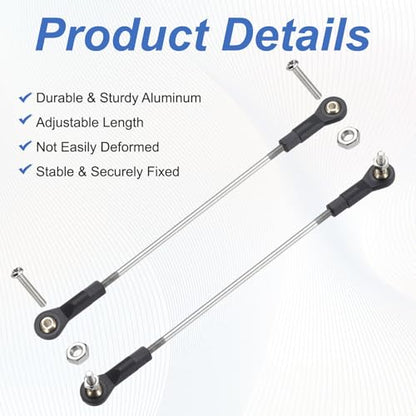 MECCANIXITY 2Pcs Adjustable Turnbuckles Camber Link, 129-139mm Turnbuckle Rod Steering Servo Linkage with M3 Ball Head Rod Ends for RC Car Replace Parts - size: 129-139mm