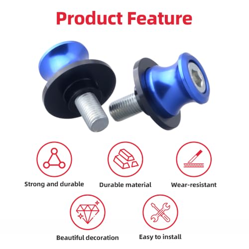 Goldfire 2pcs 10MM M10 X1.25 Motorcycle Swing arm Sliders Spools CNC Swing Arm Stand Screw for FZR 1000/600R/400 for Kawasaki Z750 /Z750S/ Z750R /ER-6F /ER-6N /Duke 125/200/390 (Blue) - color: Blue Style 10MM M10 X1.25 Swing Arm Stand Screws