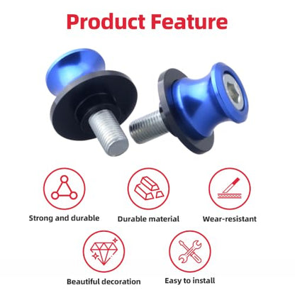 Goldfire 2pcs 10MM M10 X1.25 Motorcycle Swing arm Sliders Spools CNC Swing Arm Stand Screw for FZR 1000/600R/400 for Kawasaki Z750 /Z750S/ Z750R /ER-6F /ER-6N /Duke 125/200/390 (Blue) - color: Blue Style 10MM M10 X1.25 Swing Arm Stand Screws