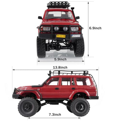 ARRIS WPL C54-1 LC80 1/16 RC Rock Crawler 4WD RTR Truck | Land Cruiser 80 Styling, Upgraded Chassis, Proportional Steering, Trail Ready - color: Wpl C54-1 Red