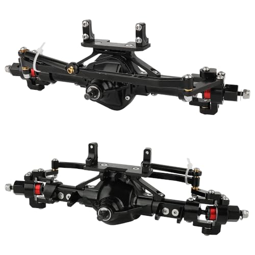 Aluminum 6x6 8x8 Complete Axle Set with Enhanced Axle Shaft for Axial SCX10 RC4WD D90 1/10 RC Crawler Upgrade Parts (Black Middle Steering) - color: Black Middle Steering