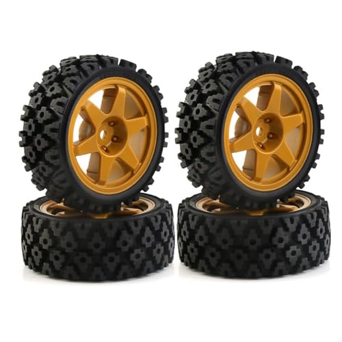 Levigo RC Buggy Rubber Mud Rally Tires Wheel Compatible With Tamiya 1/10 TT01/TT02/XV-01 /HPI RS4 RC Upgrade Spoke Black Tyres