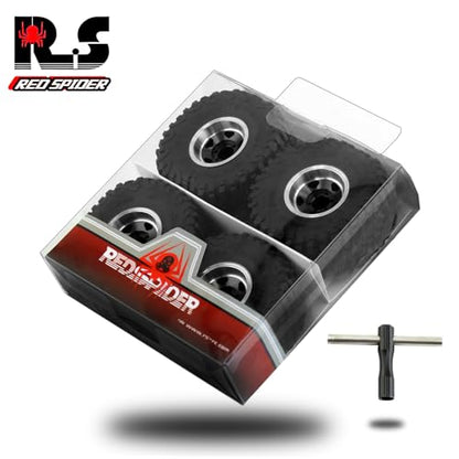 REDSPIDER 1.0 Beadlock Wheels and Tires（4pcs）， 1.0 Crawler Tires for 1：24 1:18 RC Scale Rock Crawler Car SCX24 FMS FCX24 TRX4M Axial AX24 90081 Gladiator Bronco C10 ﻿ (Brown) - color: Brown
