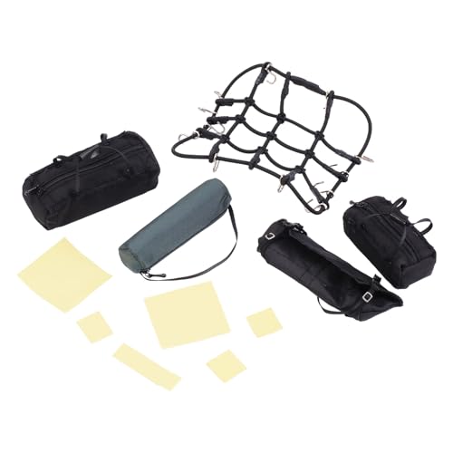 Simulation Roof Travel Bag Scale RC Decoration Luggage Bag Net for 1/10 1/12 Redcat SCX10 TRX4 WPL RC Crawler Upgrade Parts Black - color: Black