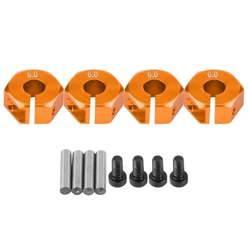 4 Pcs Universal Wheel Hex Hub Adapters,12mm Wheel Hex Mount with Pins and Screws,Wheel Hex Drive Adapters Hub RC Model Vehicle Accessory for RC Spare Part RC Car Upgrade Parts (6.0MM Gold) - size: 6.0MM gold