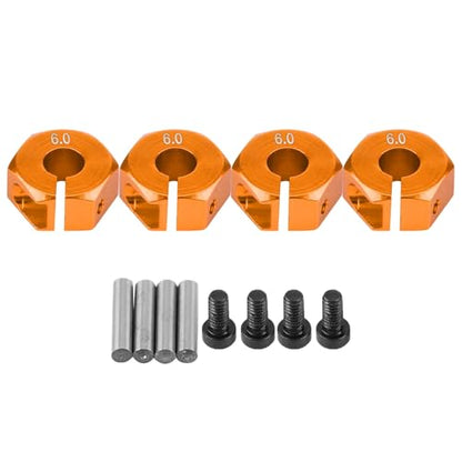 4 Pcs Universal Wheel Hex Hub Adapters,12mm Wheel Hex Mount with Pins and Screws,Wheel Hex Drive Adapters Hub RC Model Vehicle Accessory for RC Spare Part RC Car Upgrade Parts (6.0MM Gold) - size: 6.0MM gold