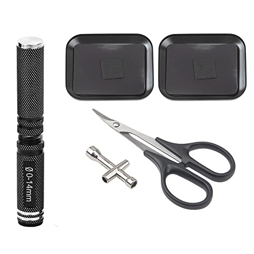 Share Goo Aluminium Screw Tray with Magnetic Pad & RC Curved Body Trimming Scissors & Wheel Hub Cross Socket Spanner RC Hole Puncher Opener Reamer for RC Scale Car Repair Tool