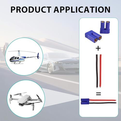5 Pairs EC5 Battery Banana Plug Connector Adapter Female Male 5.0mm Gold Bullet Connector for EC5 RC ESC LIPO Battery Device Electric Motor Boat Drone Airplane car Truck Quadcopter(Blue Gold)