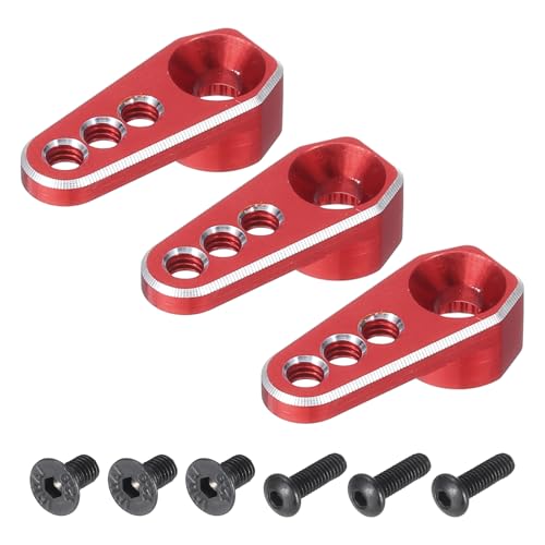 MECCANIXITY 3pcs Aluminum Alloy 1/18 25T Steering Servo Arm Horn Red for DIY RC Car/Boat/Airplane Boat Accessories - color: Red