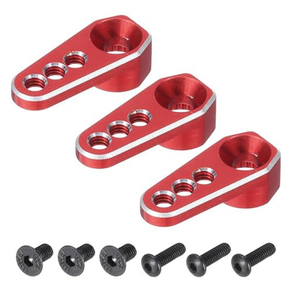 MECCANIXITY 3pcs Aluminum Alloy 1/18 25T Steering Servo Arm Horn Red for DIY RC Car/Boat/Airplane Boat Accessories - color: Red