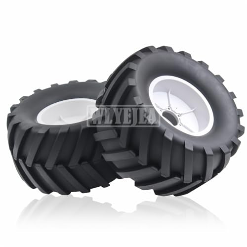 4PCS 1/8 Scale RC Monster Truck Rubber Tire w/17mm Hex Plastic Wheel Rim 170mm/90mm Rubber Rocks Tyres Set Fit for 1/8 Traxxas Sledge 95076-4 Arrma Kraton 6S Typhon 3S HSP HPI Redcat Kaiju - color: 1/8 White 1