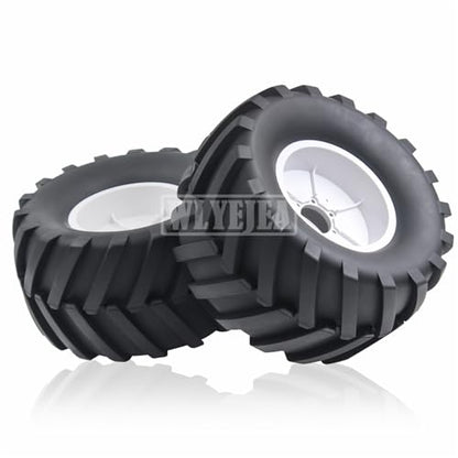 4PCS 1/8 Scale RC Monster Truck Rubber Tire w/17mm Hex Plastic Wheel Rim 170mm/90mm Rubber Rocks Tyres Set Fit for 1/8 Traxxas Sledge 95076-4 Arrma Kraton 6S Typhon 3S HSP HPI Redcat Kaiju - color: 1/8 White 1