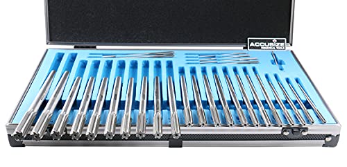Accusize Chucking Reamer Set, 1/16" to 1/2" by 1/64", 29 Pc | HSS M2 Premium, Straight Flute, Right Hand Cut, ANSI, Aluminum Case, 5528-SF00 - size: 1/16" thru. 1/2" by 1/64"