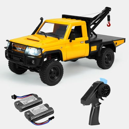 MN82T 1/12 Scale RC Rock Crawler, Remote Control Truck Toyota Pickup Truck, 2.4GHz 4WD Off-Road Crane Rescue Vehicle, All-Terrain Crawler for Adults Kids Indoor Outdoor (whth Gift) - color: Yellow-2