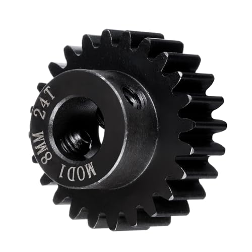 LSG 8mm M1 24T Steel Pinion Gear for 1/5 X-MAXX RC Model Car Buggy Truck | Hardened Steel 8mm Shaft Motor M1 Pitch Gears Upgrade Parts - size: 24T