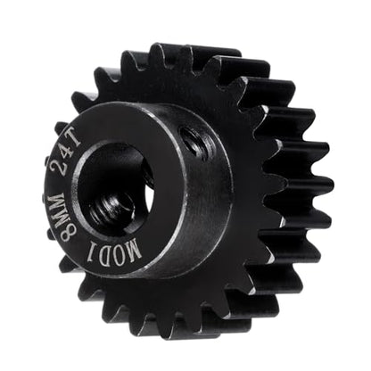 LSG 8mm M1 24T Steel Pinion Gear for 1/5 X-MAXX RC Model Car Buggy Truck | Hardened Steel 8mm Shaft Motor M1 Pitch Gears Upgrade Parts - size: 24T