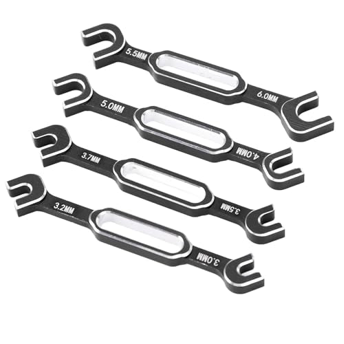 CCYLEZ RC Car Wrench, High Strength Aluminum Alloy Turnbuckle Nut Remover Tool Kit for RC Drift Cars and RV Maintenance 4PCS Set Black - color: Black