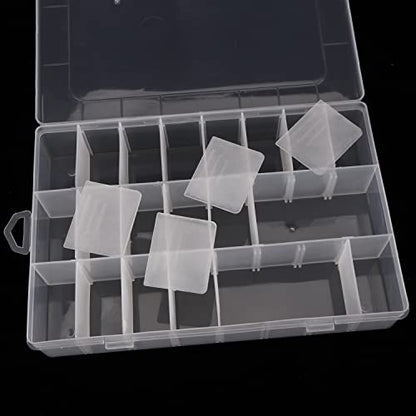 2 Pack 24 Grids Plastic Organizer Box Container Craft Storage Box with Adjustable Dividers for Beads Jewelry Fishing Tackles, Clear