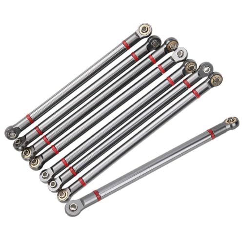 RC Link Rods, 8Pcs Aluminium Alloy Rod Links Linkage Chassis 313mm Wheelbase for Axial SCX10 1/10 Scale RC Crawler Car Steering Linkage Upper & Lower Upgrade Parts(Ti) - color: Ti