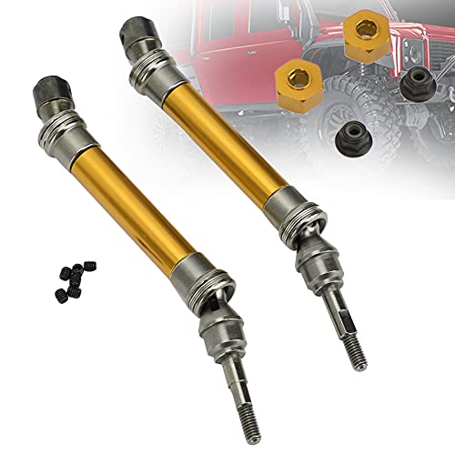 2Pcs RC Car Front Shaft Stainless Steel Rear Drive Shaft Universal Driveshaft Fit for Traxxas RC Truck Upgrades Parts (Yellow) - color: Yellow