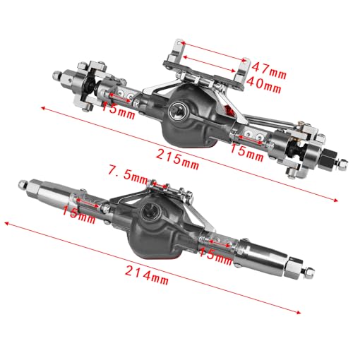 Front Rear Complete Axle Set with 3.0 Version Axle Shaft for Axial SCX10 RC4WD D90 1/10 RC Crawler Upgrade Parts (Gray)