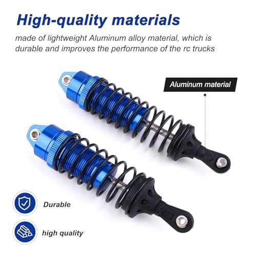 4PCS Aluminum Front & Rear RC Shocks for 1/10 Traxxas Slash 4x4 Compatible with Rustler Stampede Hoss 4WD Replace 5862 (Blue) - color: Navy Blue