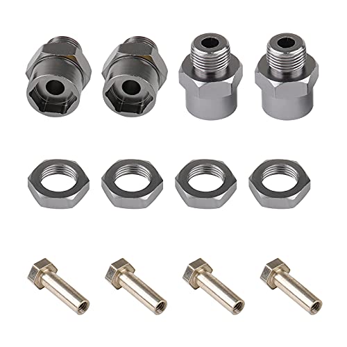 12mm to 17mm Metal Wheel Hex Drive Hub Adapter Conversion 15mm Offset Extension for HSP 1:10 RC Car & 1:8 Tires, Pack of 4