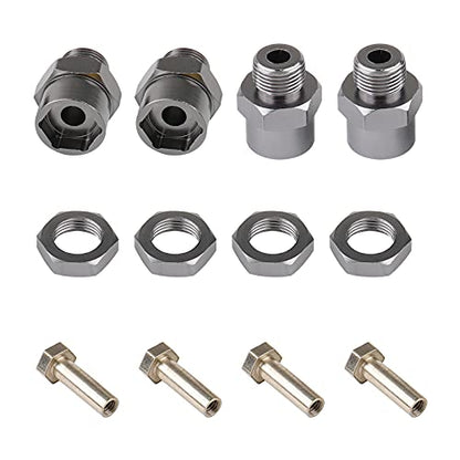 12mm to 17mm Metal Wheel Hex Drive Hub Adapter Conversion 15mm Offset Extension for HSP 1:10 RC Car & 1:8 Tires, Pack of 4