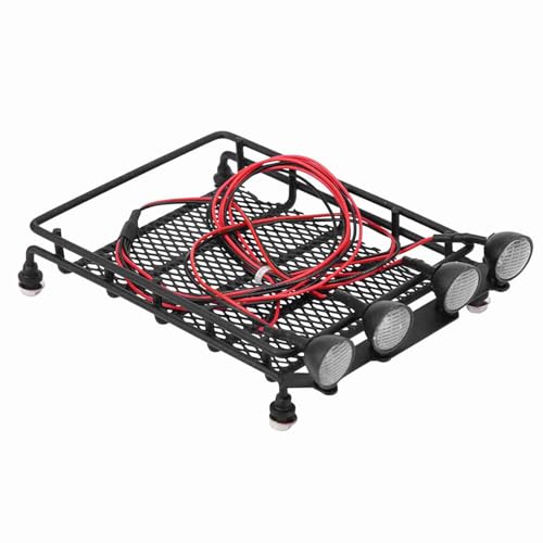 RC Car Roof Rack, LED Lights Durability Iron Axial Scx10 1/10 Rc Crawler Car (4 White)