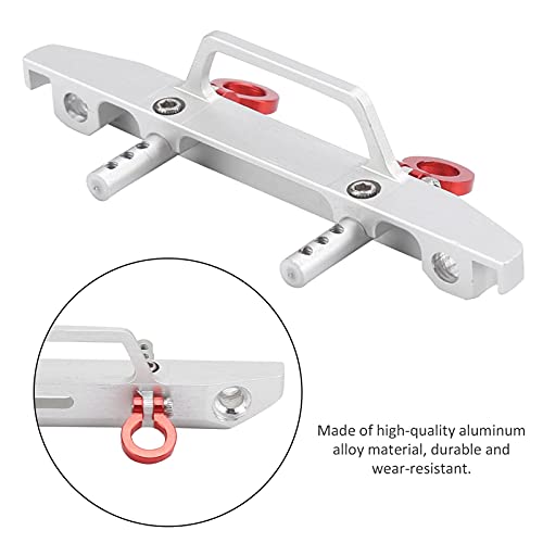 1/24 RC Car Front Bumper, Aluminum Alloy Metal Bumper Upgrade Parts Accessories with 2 Screw for SCX24 90081 RC Crawler Car (Silver) - color: Silver