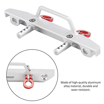 1/24 RC Car Front Bumper, Aluminum Alloy Metal Bumper Upgrade Parts Accessories with 2 Screw for SCX24 90081 RC Crawler Car (Silver) - color: Silver