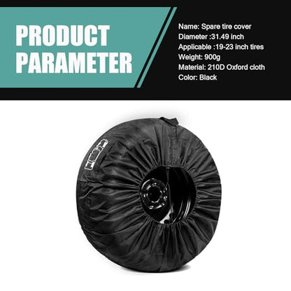 Car Tire Protector, Car Spare Tire Cover, Spare Tire Storage Bag, Universal for Most Cars (Black #31.49")