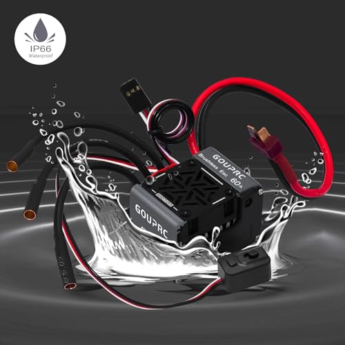 GOUPRC 60A Brushless RC ESC 2-3S Waterproof Electric Speed Controller with Programming Card for 1/10 Scale Accessories RC Truck Off-Road Car