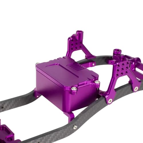 RC car Components Compatible with SCX10 1/10 RC Crawler Car Parts Carbon Fiber Pattern Rails Brace Skid Plate Adjustable Shock Mount Box Battery Tray(Purple) - color: Purple