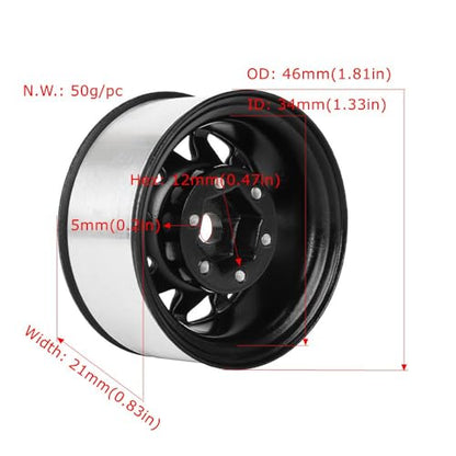4PCS 1.55 Inch Aluminum Alloy Metal 10Holes Beadlock Wheel Rim Hubs Replacement Accessory for Tamiya AX90069 D90 TF2 CC01 CC02 1/10 RC Crawler Car Upgrade Parts(A-White) - color: A-white