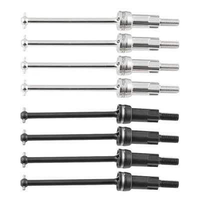 Steel Front Rear CVD Axles Drive Shafts Set with Aluminum 7075 Wheel Hex for Arrma 1/18 Granite Grom Mega 380 Brushed 4x4 Monster Truck RTR Upgrade Parts (Black) - color: Black