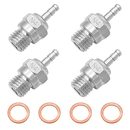 OGRC 4pcs N4 Hot Glow Plug Spark Nitro Engine Parts for 1/8 1/10 Nitro Car | RC Nitro Hot Glow Plug with Gasket for Traxxas Kyosho HSP HPI Redcat RC Car