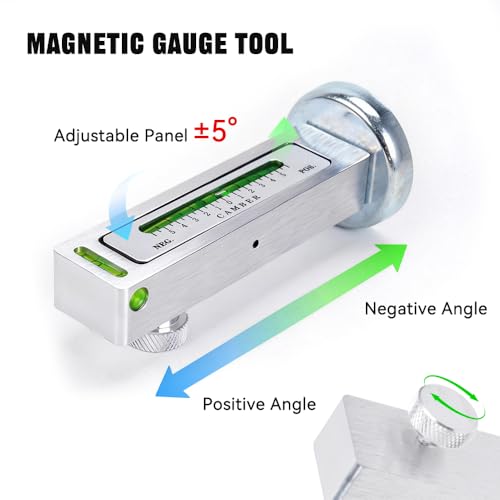 BARTOO Magnetic Camber Caster Pillar Gauge Aluminum Wheel Alignment Tool | Aluminum Alloy, 2-Pack, Magnetic Mount, Adjustable -5° to +5°, Fits Cars Trucks RVs Tire Repair, Silver - size: 2 Pack - Silver