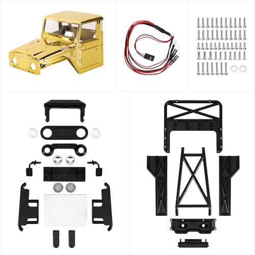 INJORA IR40-24 Half Truck Hard Body with Cage for 1/24 SCX24 Upgrade(Gold) - color: Gold