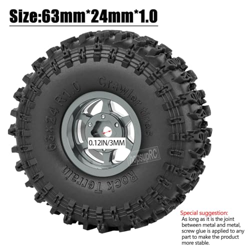 RC 1.0in Beadlock RC Truck Tires Wheels Tires for 1/18 1/24 Trx4m SCX24 RC Crawler.Aluminum 1.0in Beadlock Wheel Rim&1.0in Tires Tyres.Titanium(4PCS) - color: Titanium(4pcs）