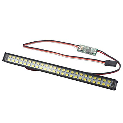 RC Light Bar Roof Lamp Kit 48 Double Row Lights Compatible with Traxxas Slash Rustler Trx4 Axial SCX10 Tamiya D90 Gen8 1/10 RC Crawler (L Shape Universal Brackets)